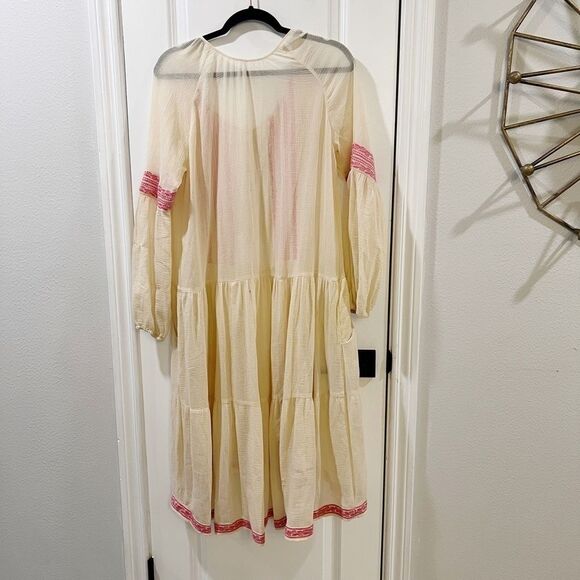 Free People Boho Pink Embroidered High Low Dress SZ XS - Picture 4 of 9